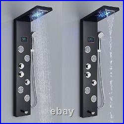 LED Rainfall Shower Panel Tower Stainless Steel Massage System Bathroom Fixtures