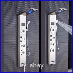 LED Shower Panel Tower Stainless Steel Rain&Waterfall Massage Body Jet System