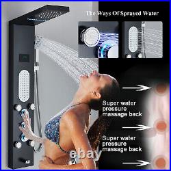 LED Shower Panel Tower System LCD Display Rainfall Shower Set Massage with Jets