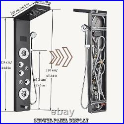 LED Shower Panel Tower System Rainfall Massage Jet Matte Black WithHand Shower