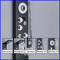 LED Stainless Steel Rain&Waterfall Shower Panel Tower System Massage Body Jet