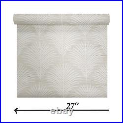 Marco Allover tan cream off white palm branch faux grasscloth textured wallpaper