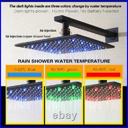 Matte Black LED Shower Faucet 16 Inch Luxury Square Rainfall Shower WithHandheld