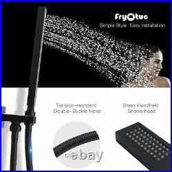 Matte Black LED Shower Faucet 16 Inch Luxury Square Rainfall Shower WithHandheld