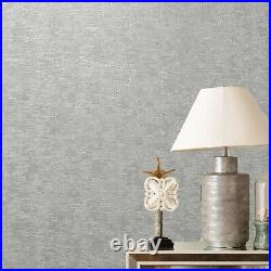 Modern Gray Silver Metallic faux sisal grasscloth fabric textured wallpaper roll
