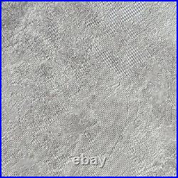 Modern Gray silver metallic faux cement concrete plaster textured wallpaper roll
