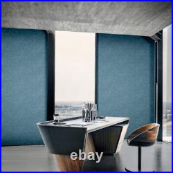 Modern Textured Blue metallic faux rusted industrial carbon plain Wallpaper roll