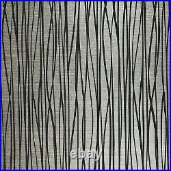 Modern Wallpaper navy Blue Silver Metallic Textured Flocked Velvet Wave Lines 3D