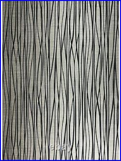 Modern Wallpaper navy Blue Silver Metallic Textured Flocked Velvet Wave Lines 3D