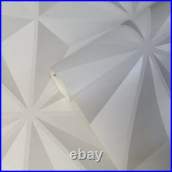 Modern Wallpaper rolls 3D illusion gray off white geometric square triangles 3-D
