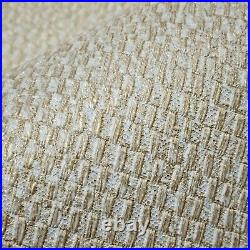 Modern ivory off white gold Metallic faux woven fabric textured wallpaper rolls