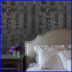 Modern stripes Flocked Wallpaper black Textured Flocking striped Velvet 3D rolls