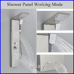 Multi-Function Shower Panel Tower System LED Rainfall Shower Head Massage Jets