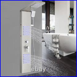 Multi-Function Shower Panel Tower System LED Rainfall Shower Head Massage Jets