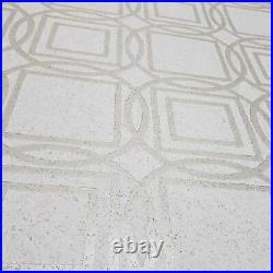 Off white brass trellis square circle geometric lines natural cork wallpaper 3D
