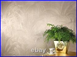 Palm Banana Leaves Leaf Giungla Cream Off-white Tropical Floral 3d Wallpaper
