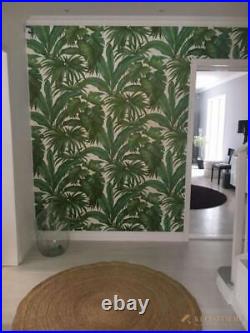 Palm Banana Leaves Leaf White Green Tropical Floral 3d Wallpaper