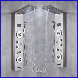 Panel de ducha LED Torre de acero inoxidable Rain&Waterfall masaje Body Jet