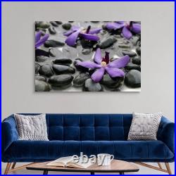 Purple orchids on wet rocks Canvas Wall Art Print, Home Decor