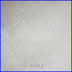 Quadrille lotus damask cream off white metallic faux fabric textured Wallpaper
