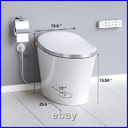 Remote-Controlled Smart Toilet with Tankless Design Heated Seat & Auto-Close Lid