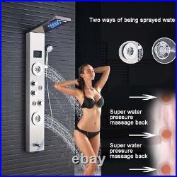 Shower Panel Tower System Stainless Steel Massage Faucet LED Rainfall Waterfall
