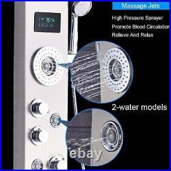 Shower Panel Tower System Stainless Steel Massage Faucet LED Rainfall Waterfall