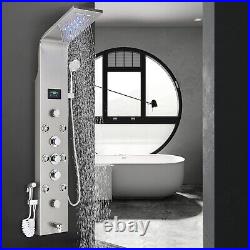 Shower Panel Tower System Stainless Steel with LED Rainfall Waterfall Showerhead