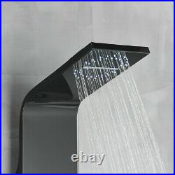 Stainless Steel LED Rain&Waterfall Shower Panel Tower System Matte Black