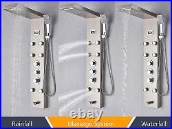 Stainless Steel Rainfall&Waterfall Shower Panel Tower System Massage Body Jets