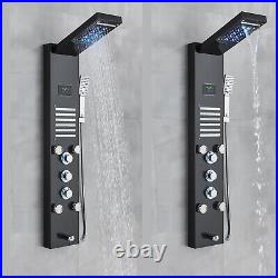 Stainless Steel Shower Panel Tower LED Rain&Waterfall Massage Body Jet System