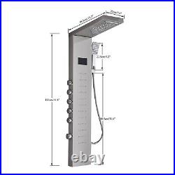 Stainless Steel Shower Panel Tower System 5-Function Faucet LED Rain&Waterfall