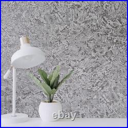 Textured Plain Wallpaper charcoal gray metallic faux concrete plaster texture 3D