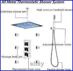 Thermostatic Ceiling Mounted Rain Shower System with 6 Body Sprays Chrome Faucet