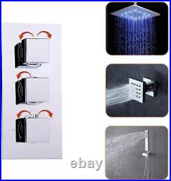 Thermostatic Ceiling Mounted Rain Shower System with 6 Body Sprays Chrome Faucet