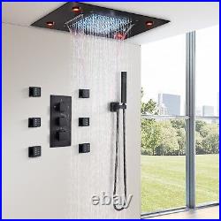 Thermostatic Luxury Shower Faucet Set LED Rain Waterfall Shower Head Combo Kit