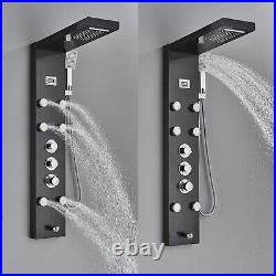 Thermostatic Rain&Waterfall Shower Panel Tower System Body Massage Shower Faucet