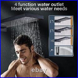 Thermostatic Shower Faucet Set System Black Rain&Waterfall Shower Head Combo Kit