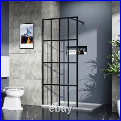 Walk-in Wetroom Shower Door Tempered Glass w Black Finish Framed 34 X 72 US
