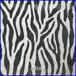 Wallpaper black silver Metallic Textured Flocking velvet animal zebra Flock fur