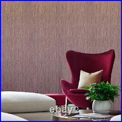 Wallpaper burgundy gray gold metallic Textured plain vertical lines faux fabric
