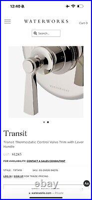 Waterworks Transit Thermostatic Control Valve Trim Kit With Handle Chrome