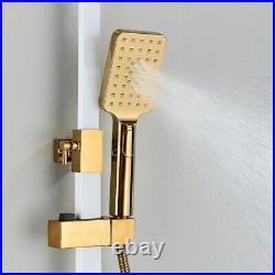 White&Gold Exposed Shower Faucet System Rainfall Shower Fixtures with Tub Spout