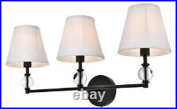 White Shade Living Dining Room Bedroom Hallway Black Wall Sconce Fixture 3 Light
