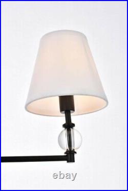 White Shade Living Dining Room Bedroom Hallway Black Wall Sconce Fixture 3 Light